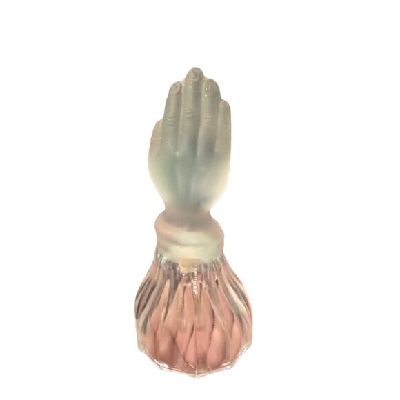 Vintage Frosted Crystal Glass Lead Hands Bell Religious  Praying Oddity Decor - Picture 6 of 8